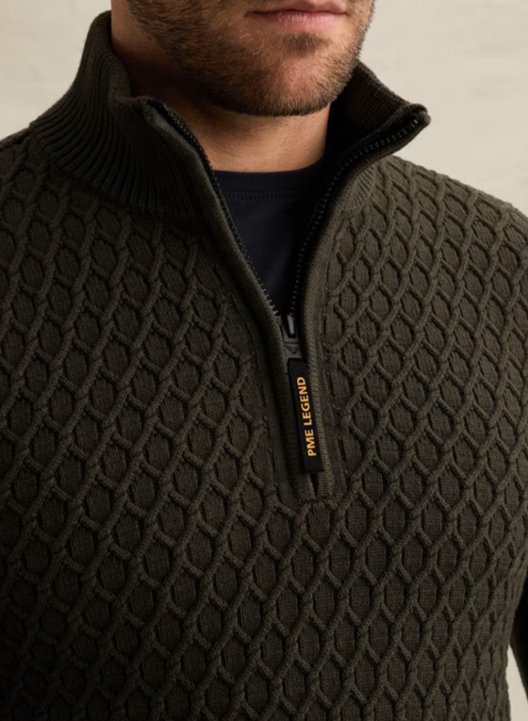 Pull met structuur halve rits  8039 Beluga