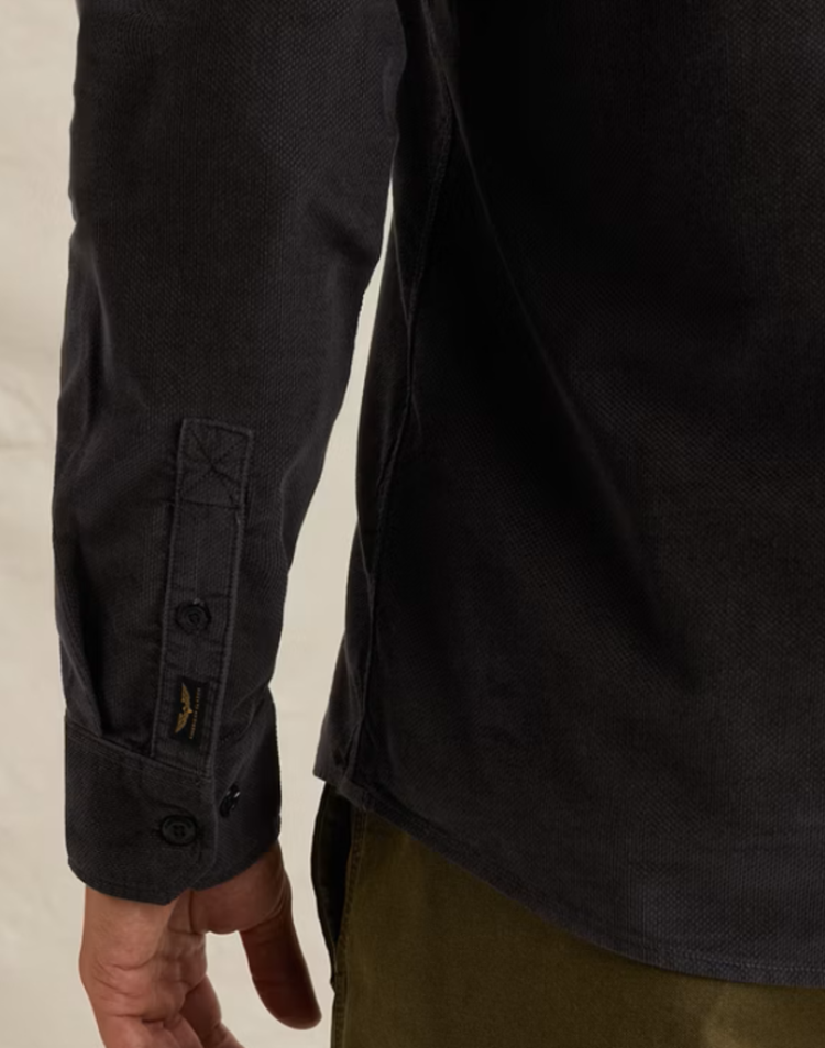 Hemd lm fijne ribfluweel effen 9140 Obsidian