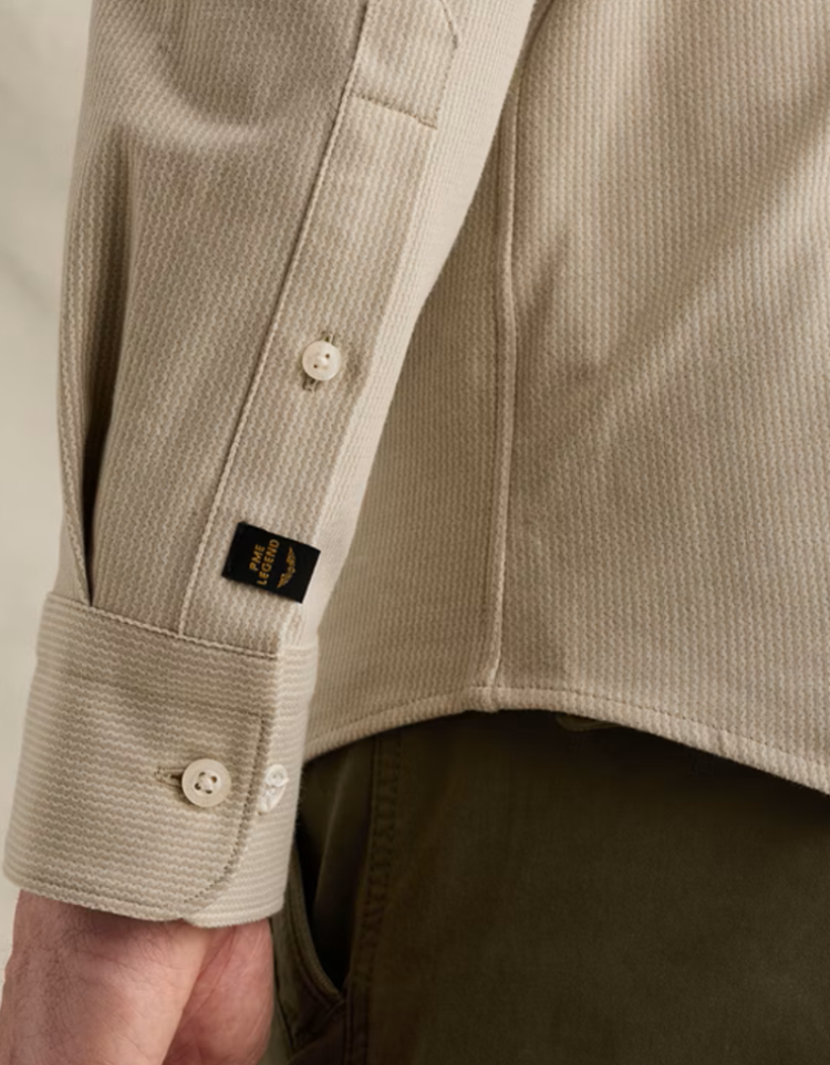 Hemd fijne streep beige ecru  6412 Abbey Ston
