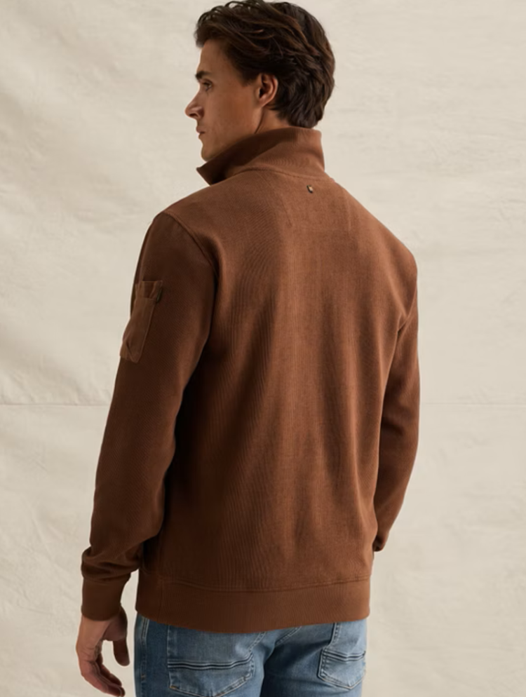 Pull effen halve rits  8168 Cappuccino