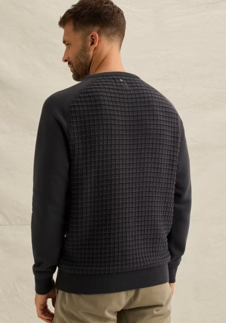 Pull blokjesstructuur met sweatermouwen 9140 Obsidian