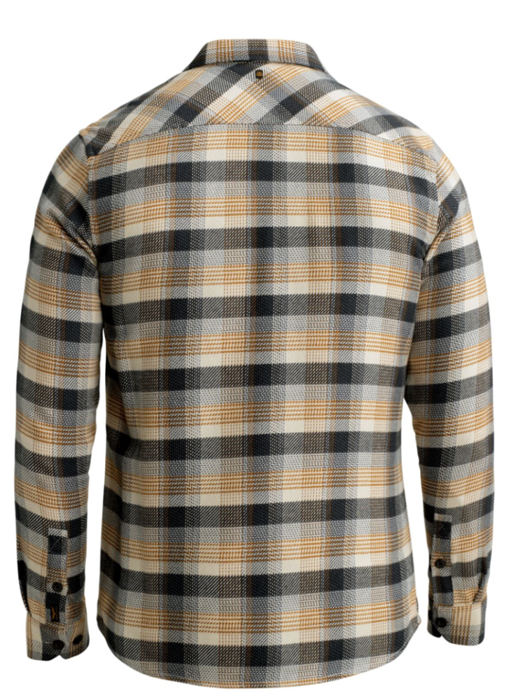 Hemd lm flannel ruiten oker grijs dbl 8187 Golden Bro