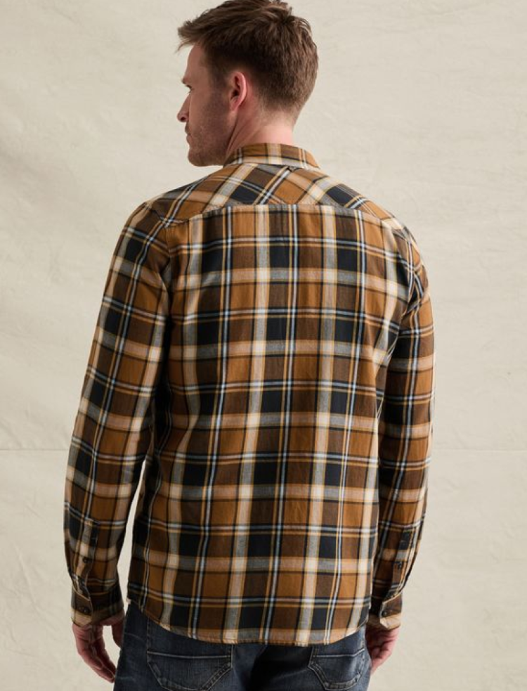Hemd lm ruiten oker dbl ecru lbl 8187 Golden Bro
