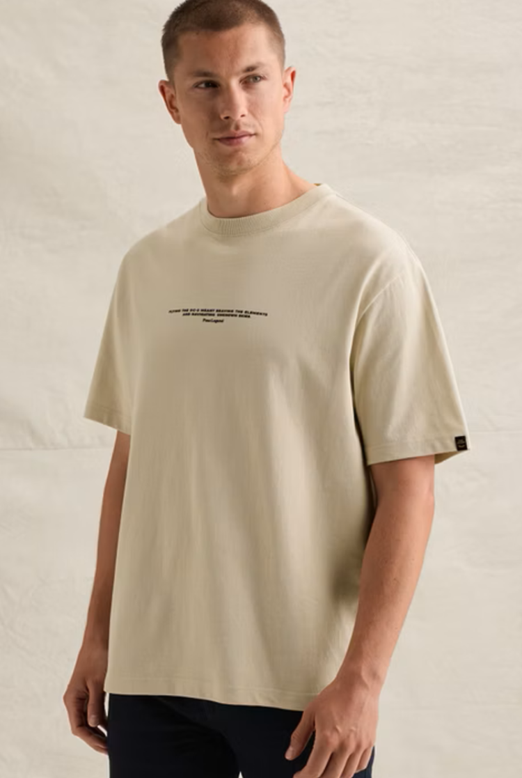 T-shirt grote gekleurde bergenbackprint  7013 Bone White