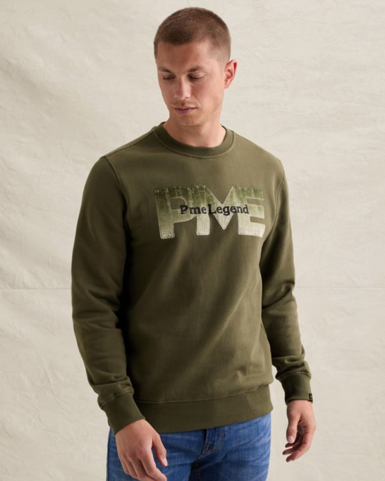 Sweater grote afgewassen letters PME op borst 6447 Kalamata