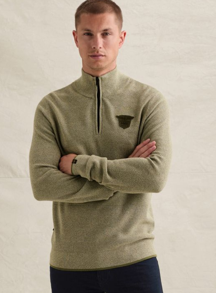 Pull halve rits tst structuurlijnen 6380 Loden Green