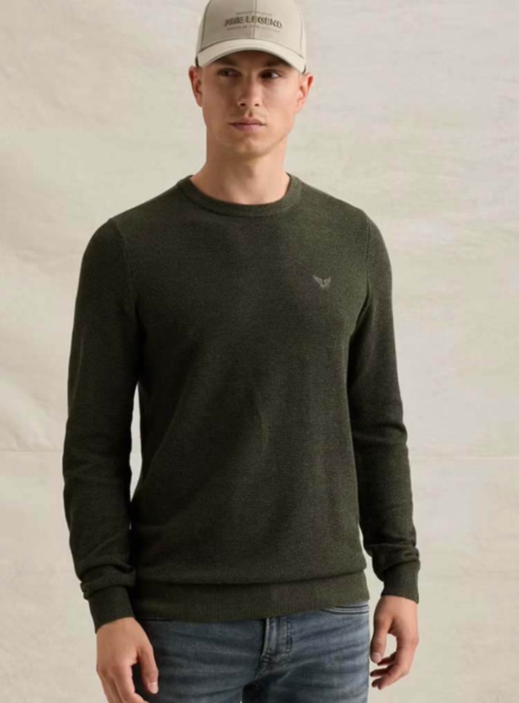Pull effen met fijne structuur 6380 Loden Gree