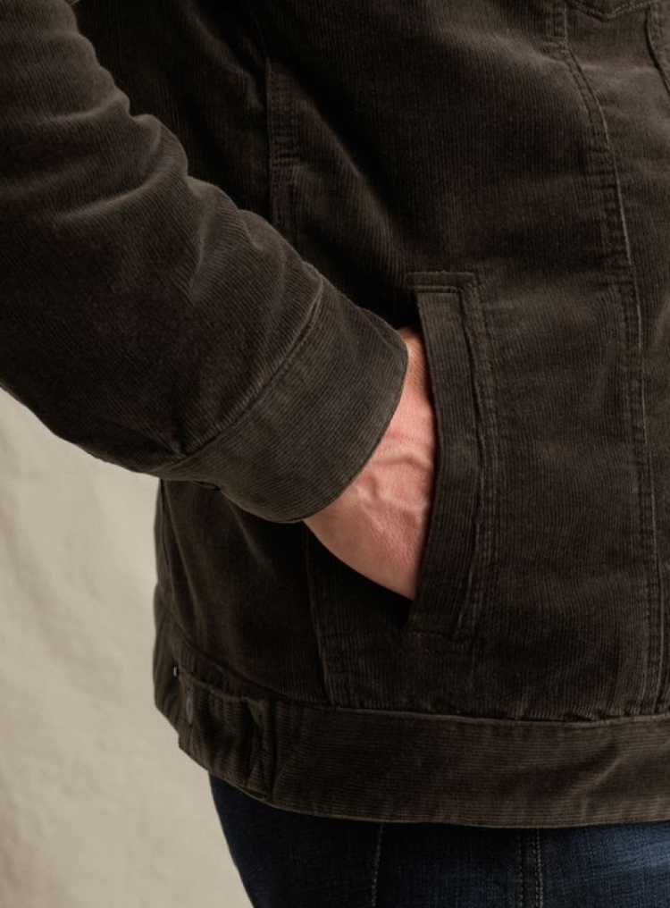 Jas fijne ribfluweel met pelsen kraagje  9061 Peat