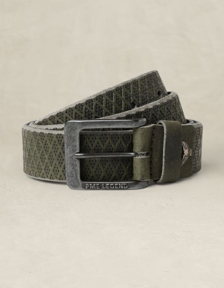 Riem ruitenprint met gaatjes 6416 Olive Night