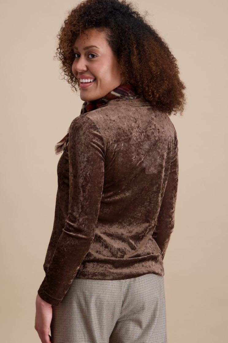 T-shirt lm dunne velvet effen 03 marron