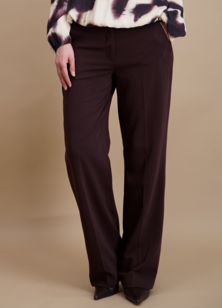 Broek brede pijpen sluiting vooraan  09 aubergine