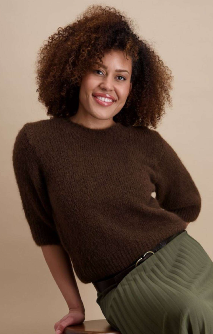 Pull hlm losse brei wijder model effen 03 brun