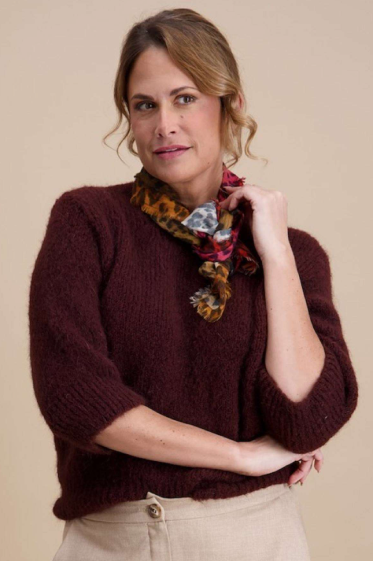 Pull hlm losse brei wijder model effen 09 aubergine