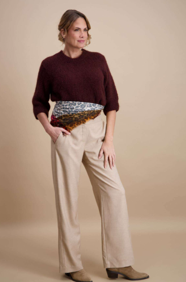 Pull hlm losse brei wijder model effen 09 aubergine
