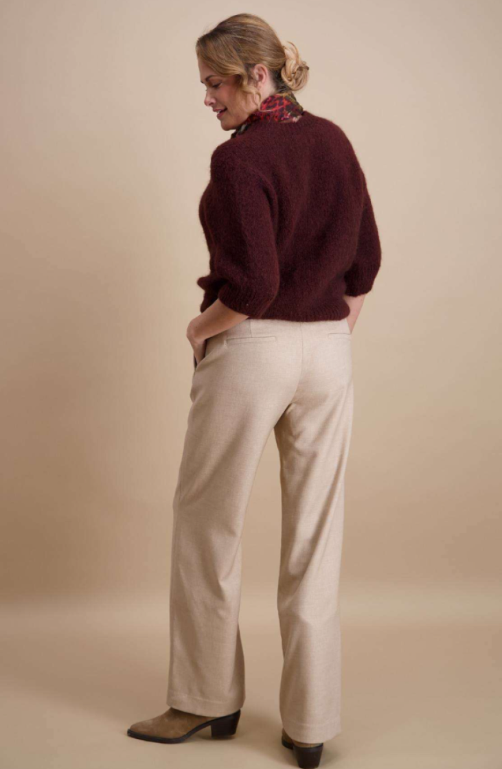 Pull hlm losse brei wijder model effen 09 aubergine