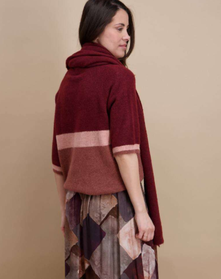 Pull hlm 4kleurig 14 Aubergine/vi