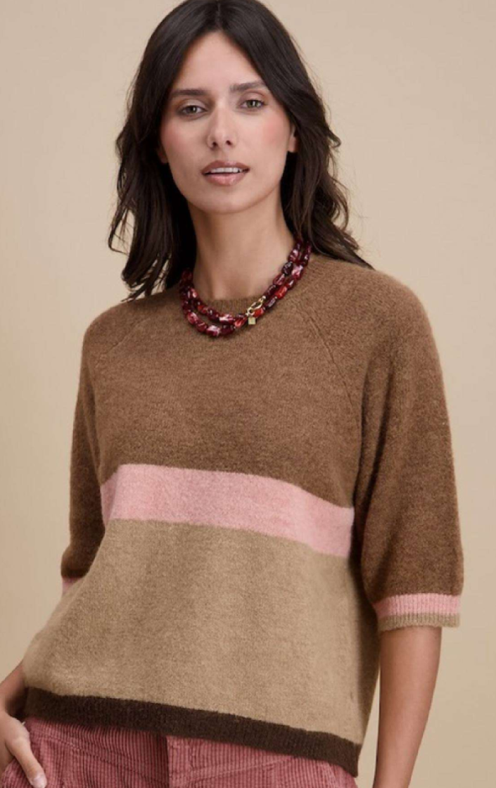 Pull hlm 4kleurig 03 Marron/beige