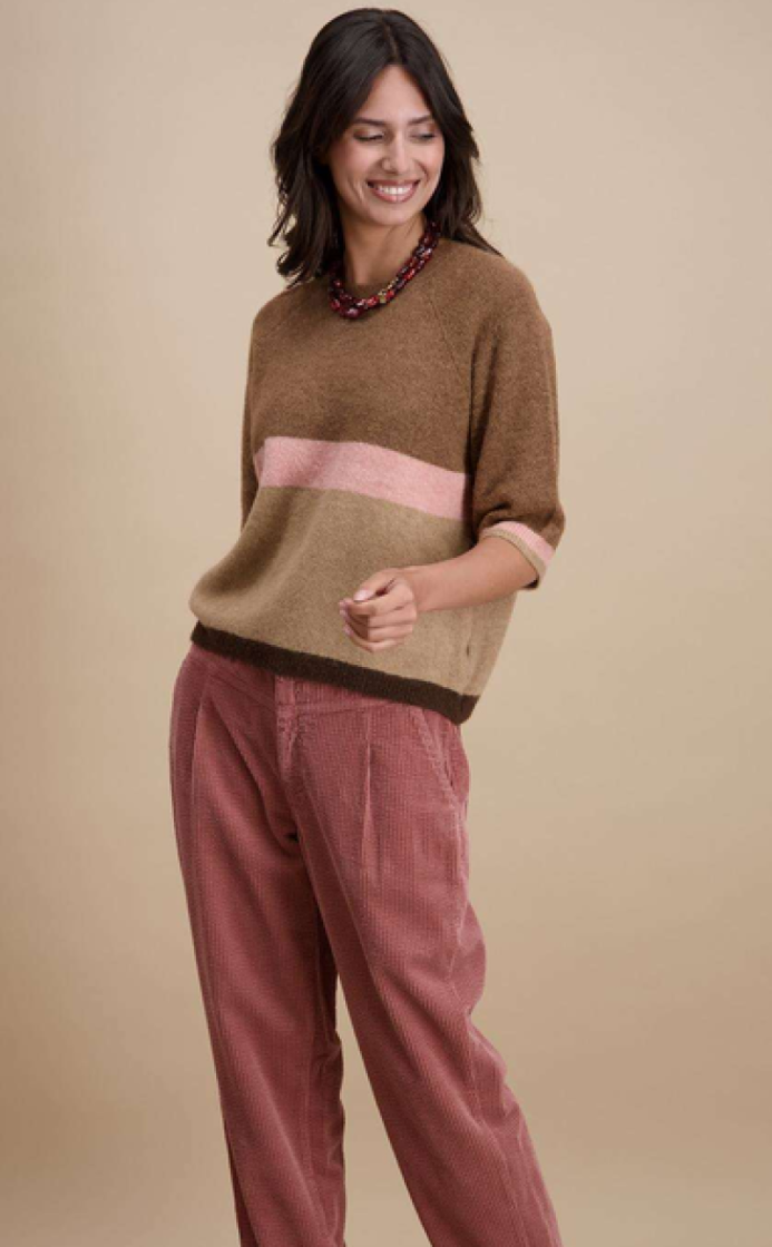 Pull hlm 4kleurig 03 Marron/beige