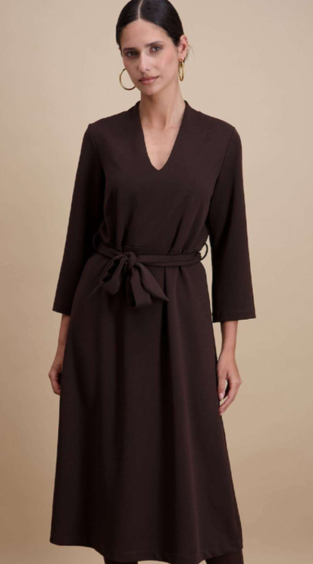 Kleed lm lang model met striklint 03 chocolat