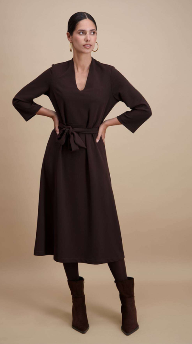 Kleed lm lang model met striklint 03 chocolat