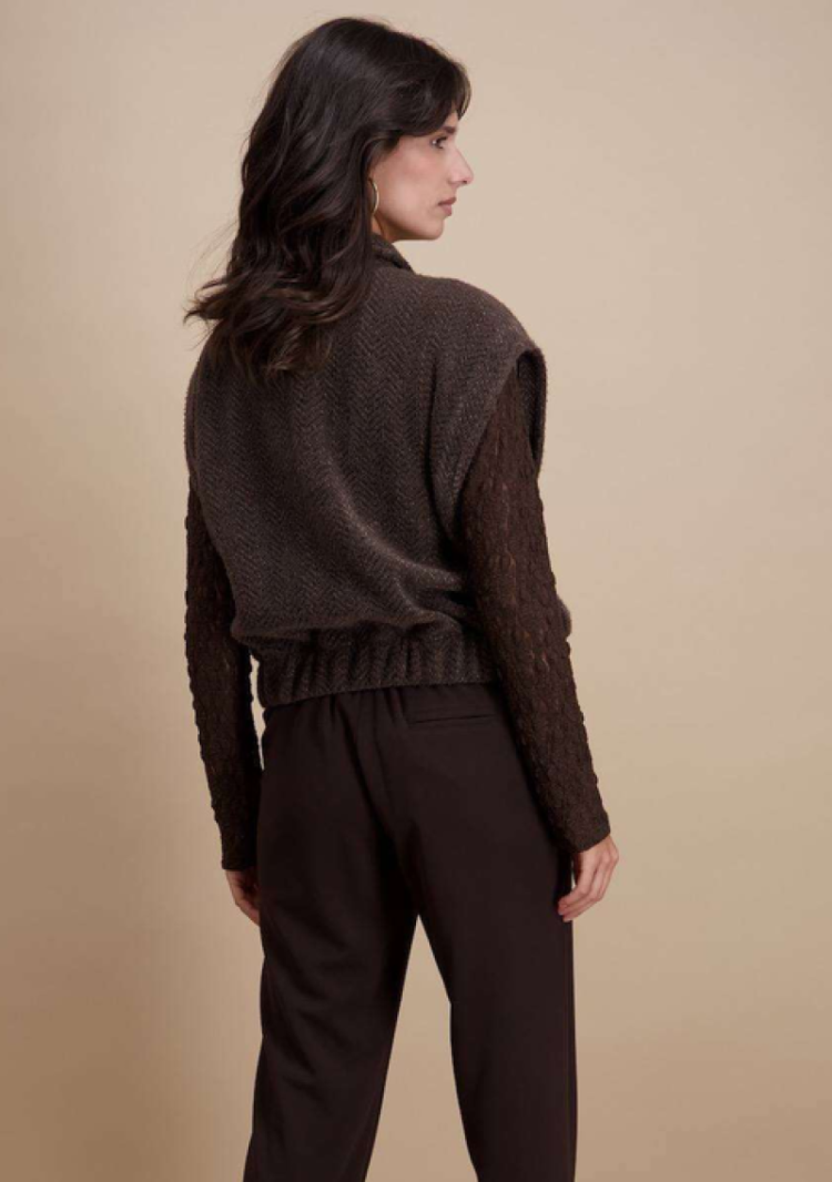 Vest zonder mouwen dikkere visgraat 03 choco/taupe