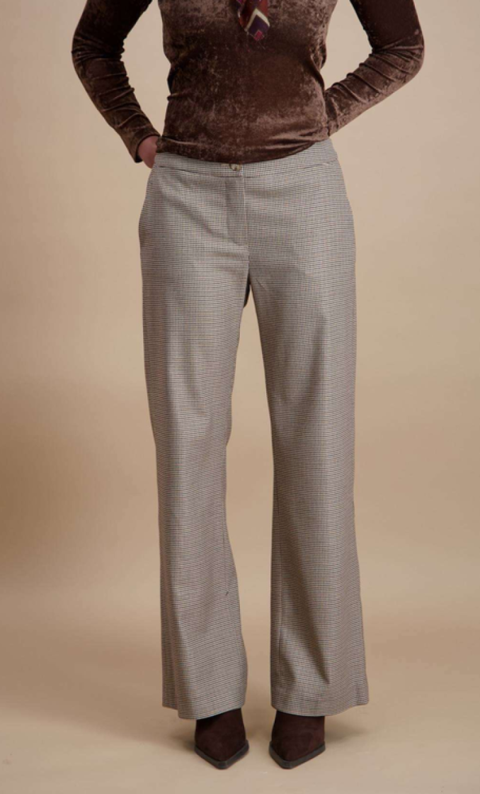 Broek met fijne ruitjes 03 marron/beige