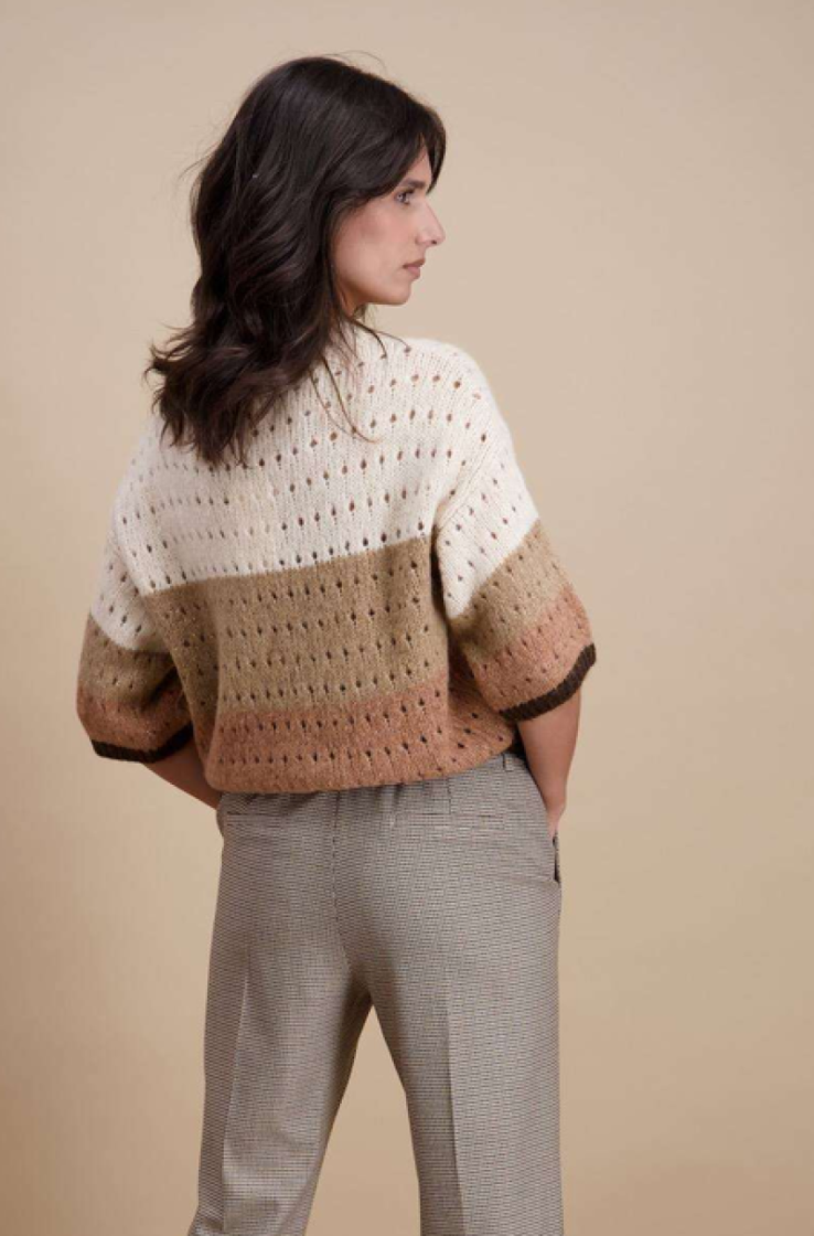 Pull km gaatjes 4-kleurig 03 Marron/vieux