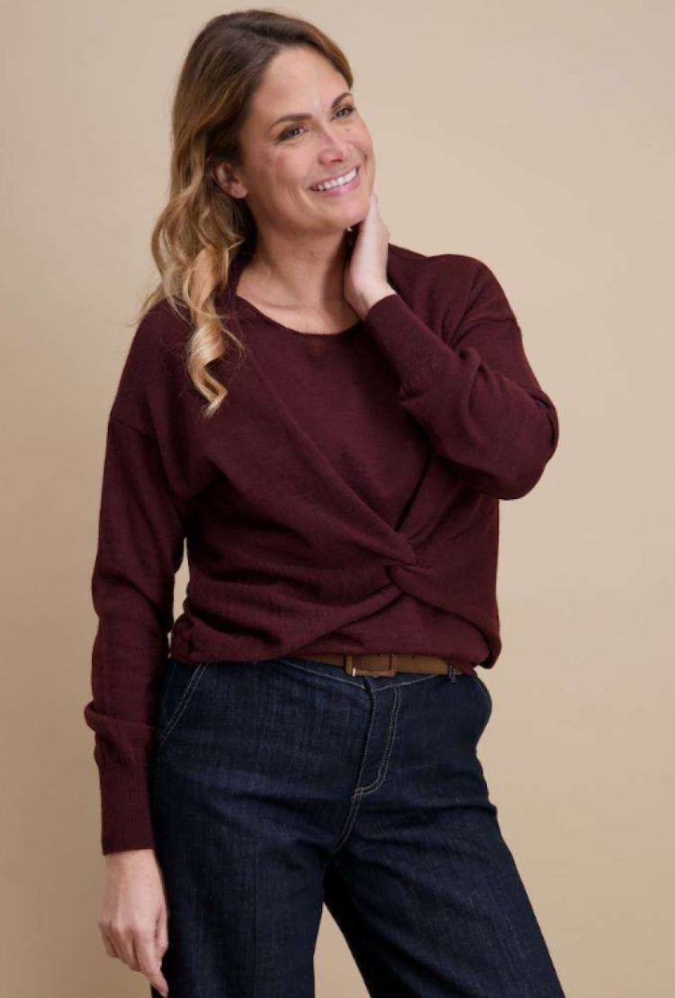 Pull lm gedraaide knoop vooraan 09 Aubergine