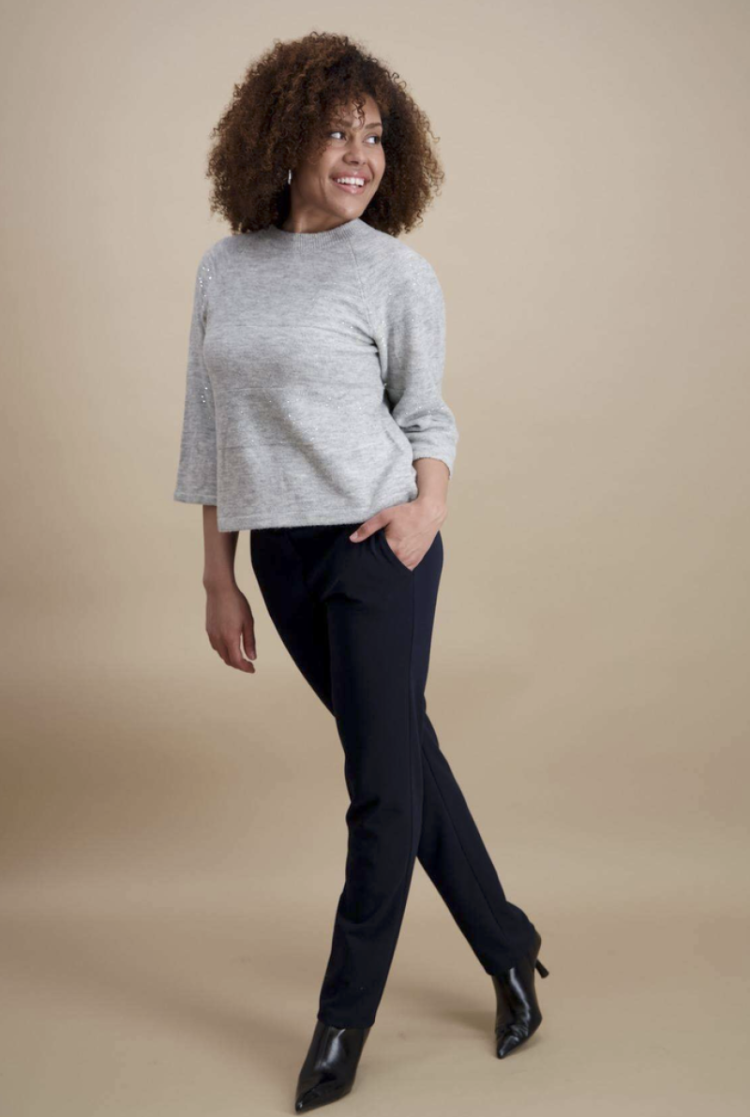 Pull met paillettenstroken 7 gris