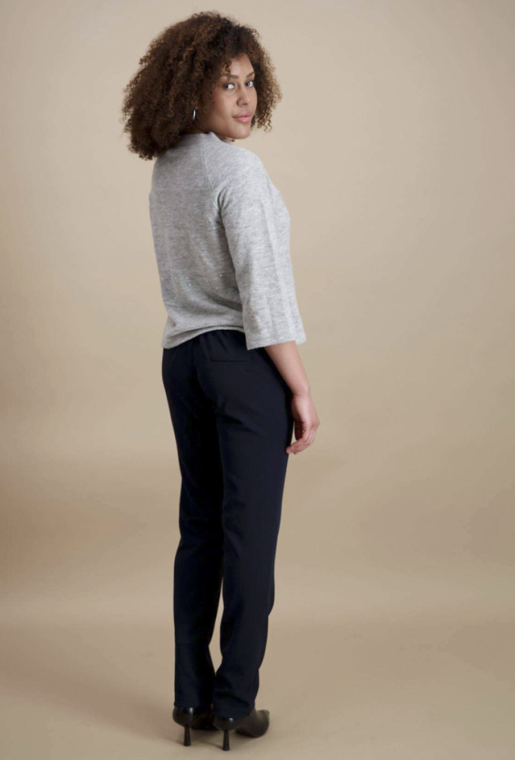 Pull met paillettenstroken 7 gris