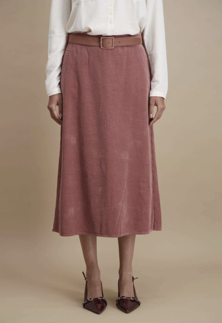 Rok ribfluweel halflang 4 rose