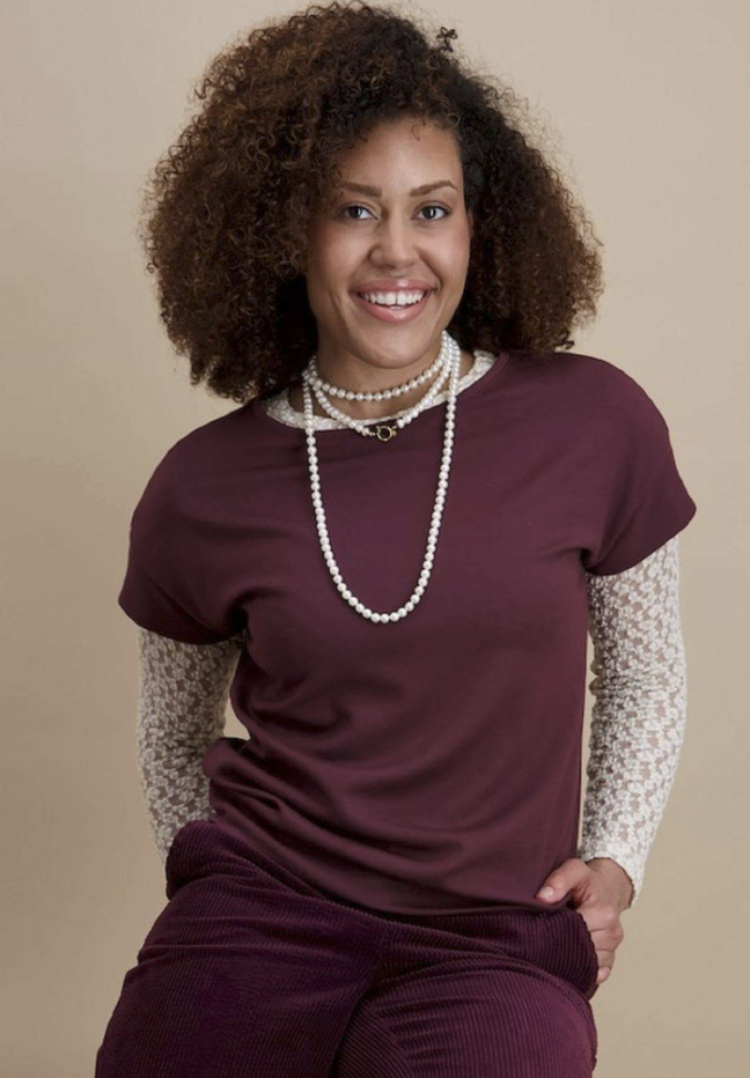 T-shirt km sweaterkwaliteit scuba 09 aubergine