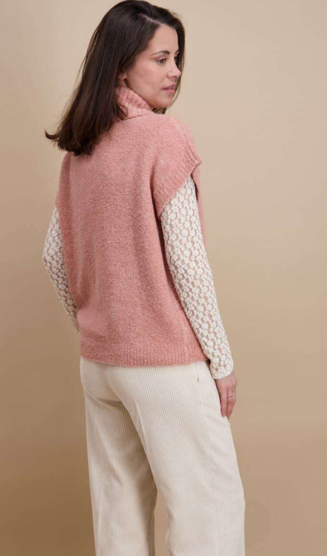 Debardeur met rolkraag 4 vieux rose