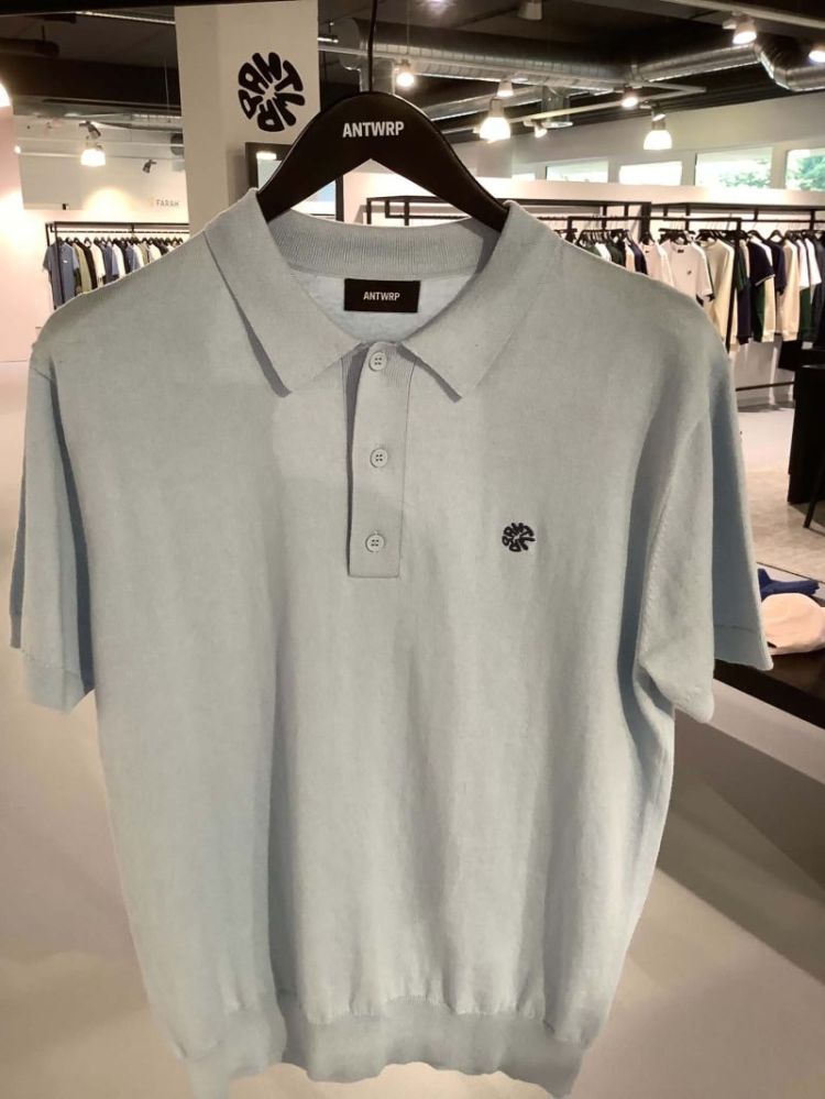 Polo knitted klein cirkel borstlogo 401 light blue