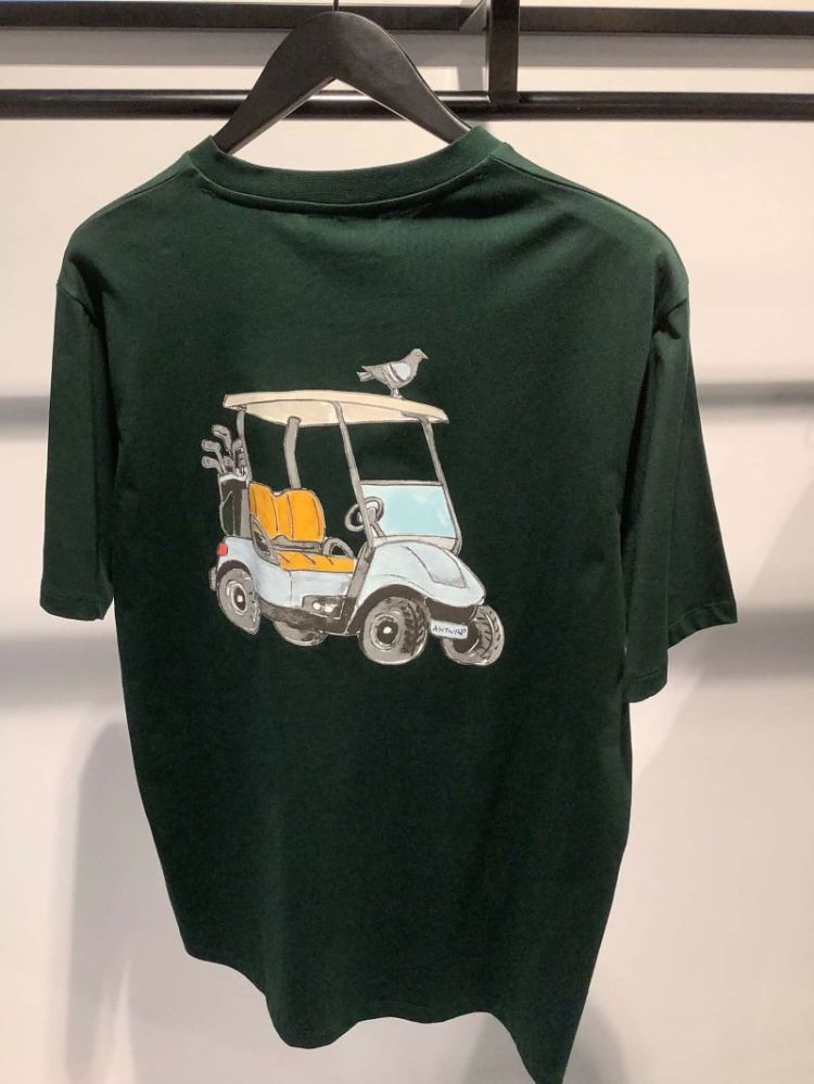 T-shirt grote backprint golfkarretje 561 Ivy Green