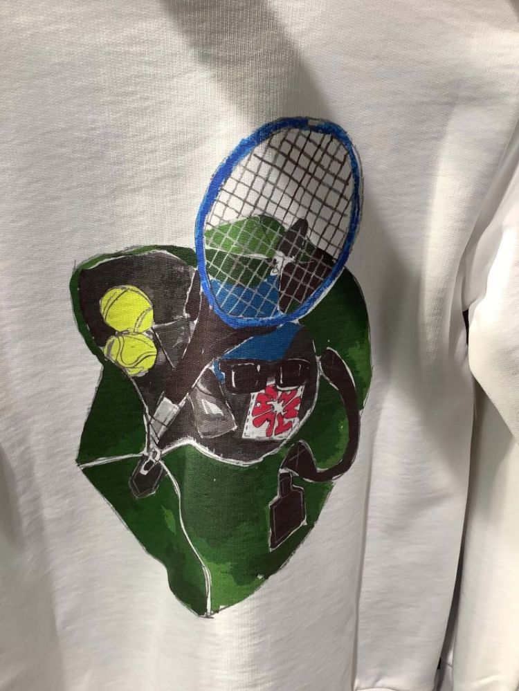 T-shirt grote backprint tennisracket 102 Off White