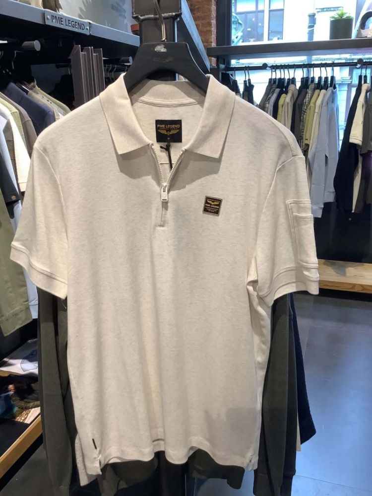 Polo met ritsje aan kraag 910 Bone White