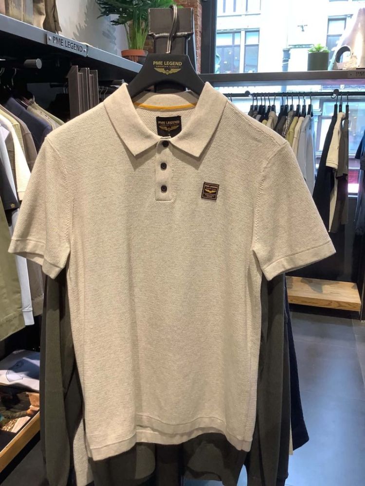 Polo effen superfijne structuur 910 Bone White