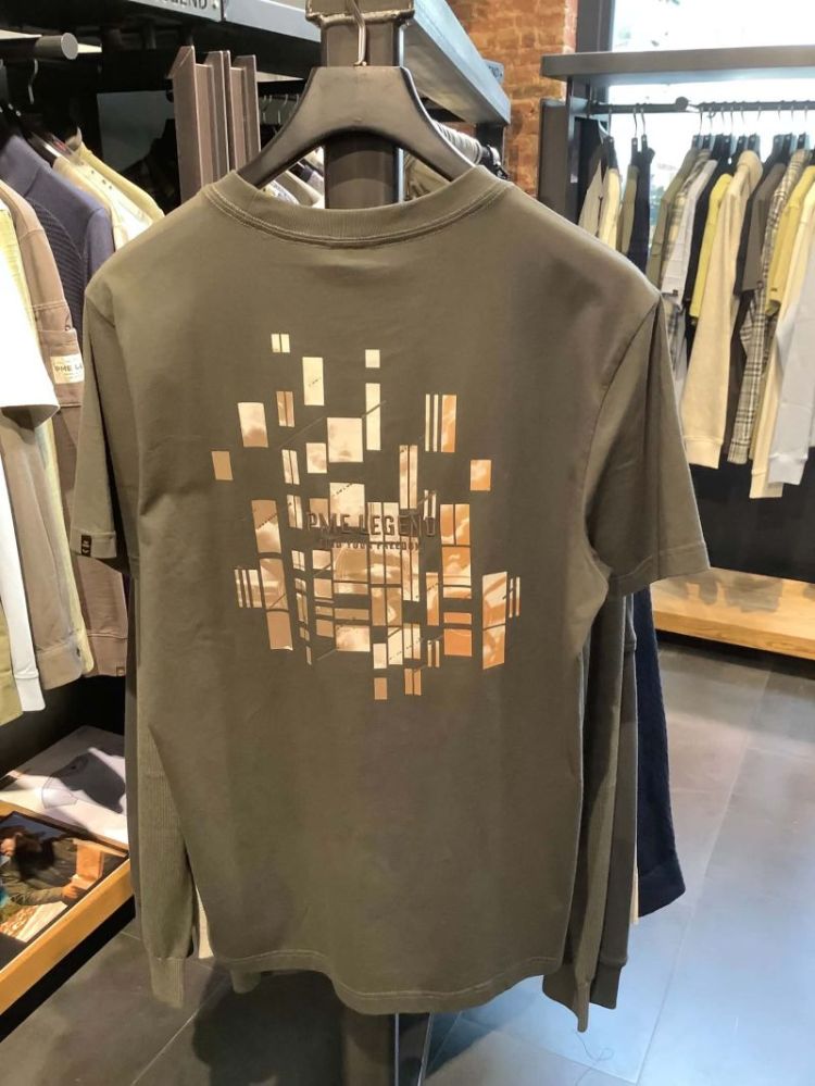T-shirt met backprint camel vierkantjes 8039 Beluga