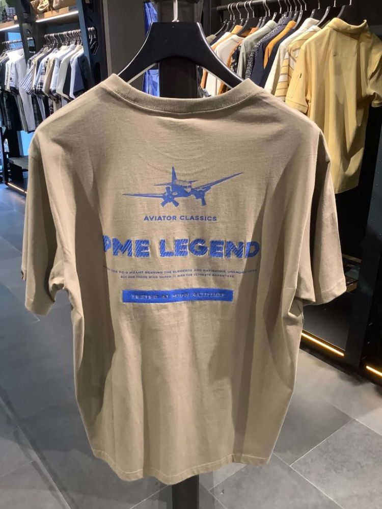 T-shirt taupe met backprint in kobalt 789 Light Taupe