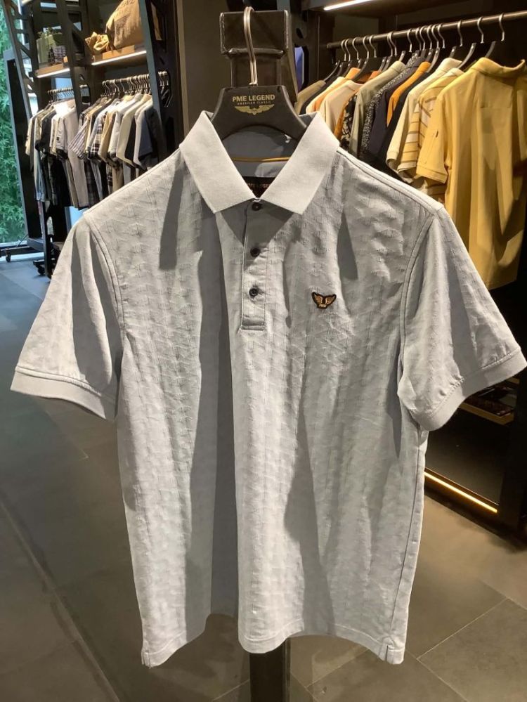 Polo km ruitjespatroon tst 501 Dusty Blue