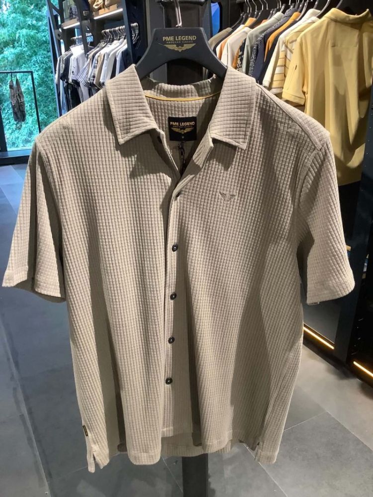 Hemd km wafelstructuur stretch 789 Light Taupe