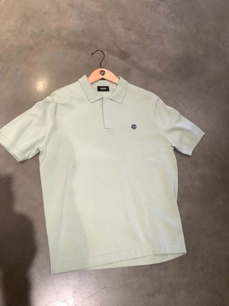 Knitted polo effen 547 Ocean Green