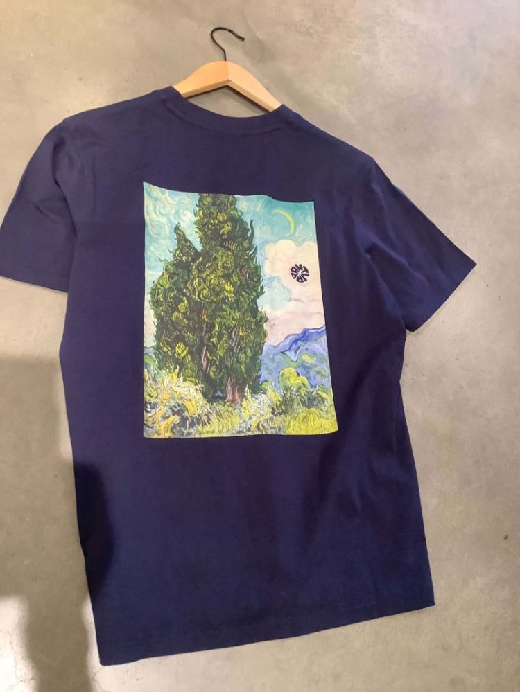 T-Shirt met grote backprint Van Gogh 450 New Navy