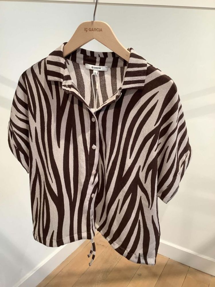 Hemd crêpe km zebraprint 9343-warm brown