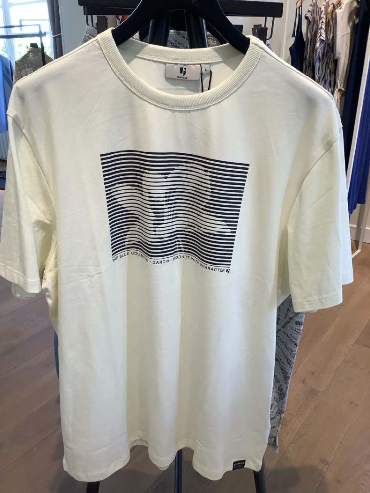 T-shirt streepjeskader met bloem 6183-lemon wate