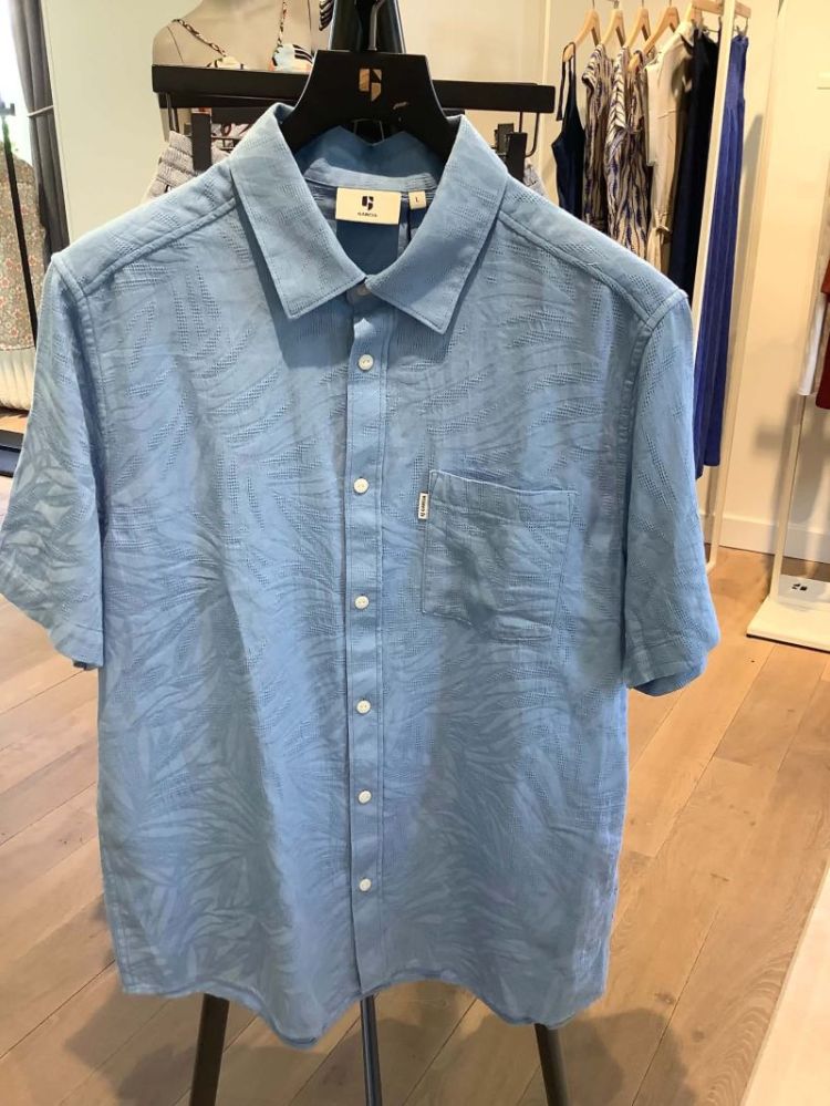 Hemd km tst bladerenprint 6135-blue wind