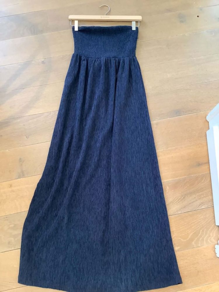 Kleed lang crêpe strapless 5181-sapphire m