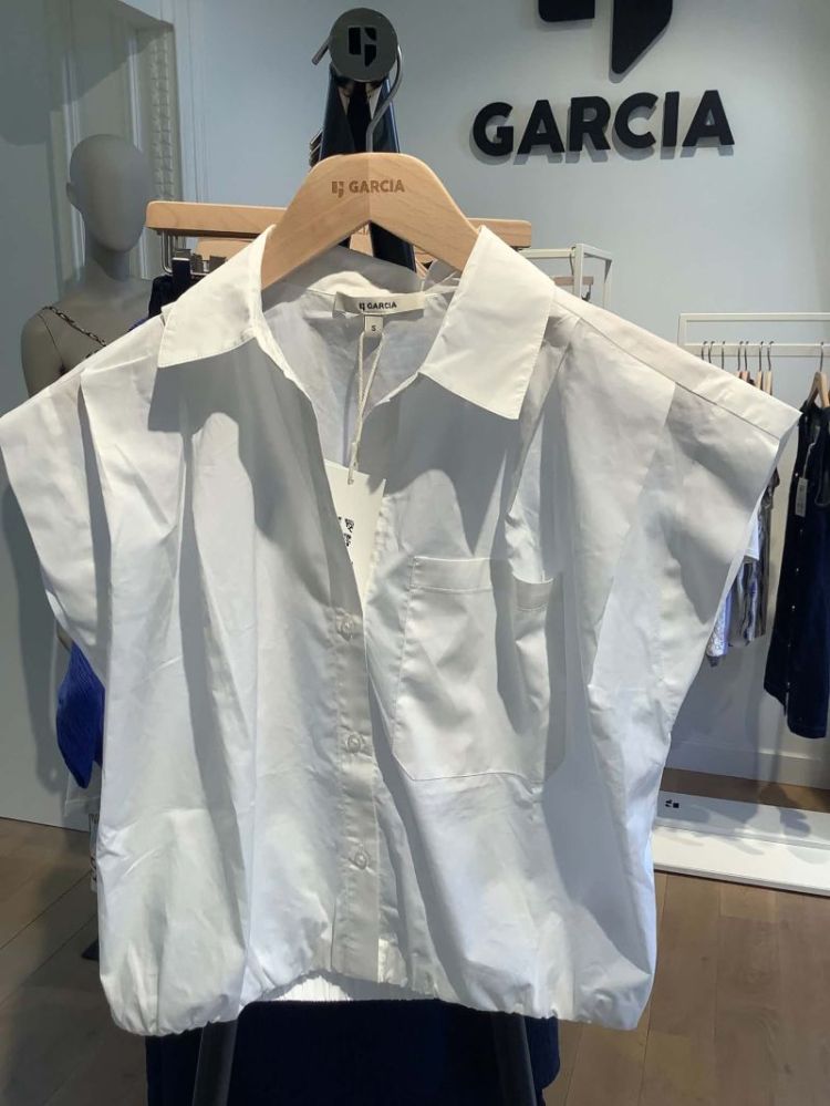 Hemd km effen rekboord onderaan 53-off white