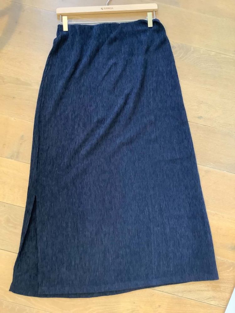 Rok lang crêpe effen 5181-sapphire m